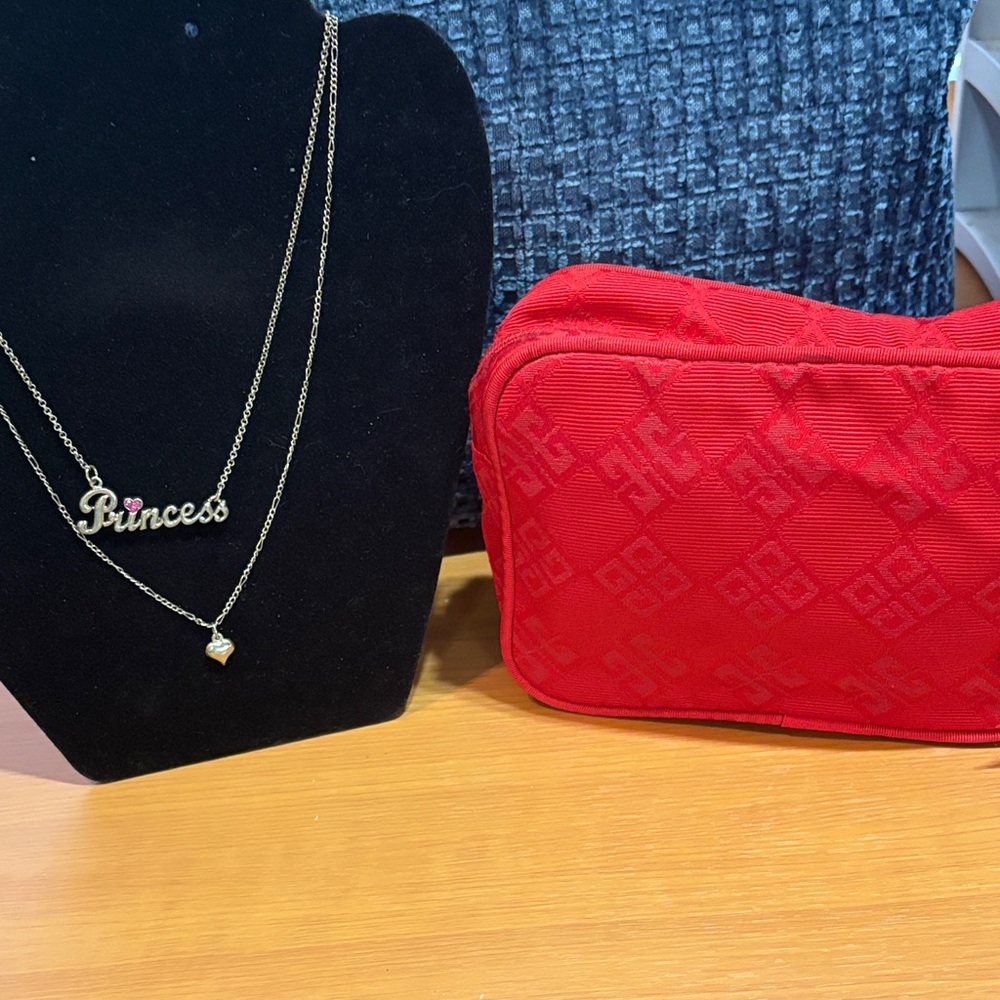 Givenchy Makeup Bag and Betsy Johnson Necklace